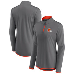 Cleveland Browns Women's Adult Corner Long Sleeve 1/4 Zip Top - Gray Tops