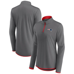 New England Patriots Women's Adult Corner Long Sleeve 1/4 Zip Top - Gray Tops