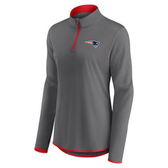 New England Patriots Women's Adult Corner Long Sleeve 1/4 Zip Top - Gray Tops