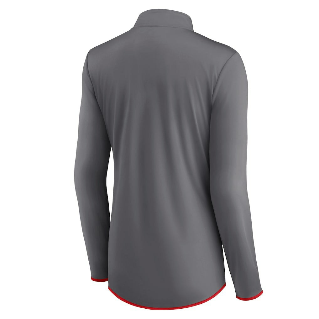 New England Patriots Women's Adult Corner Long Sleeve 1/4 Zip Top - Gray Tops