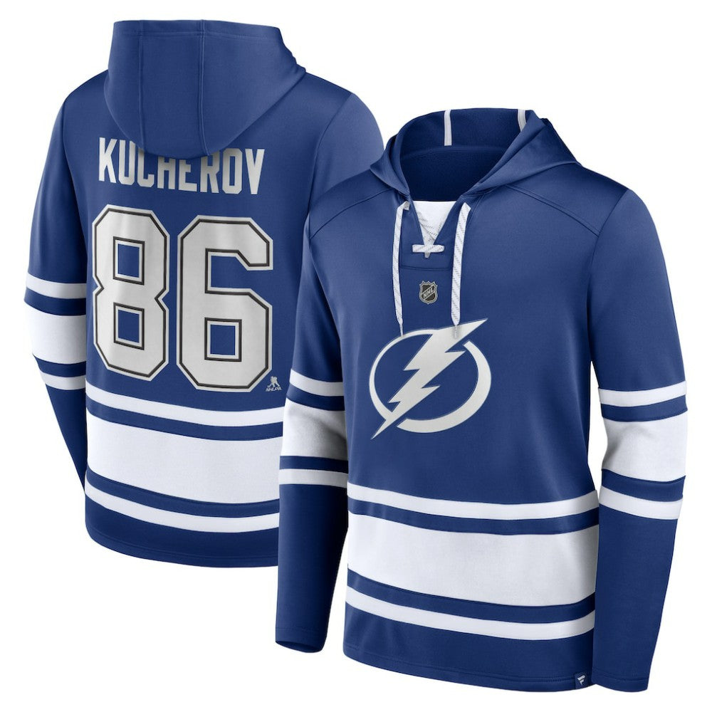 Nikita Kucherov Tampa Bay Lightning Fanatics Name & Number Lace-Up Pullover Hoodie - Blue | US 5234226