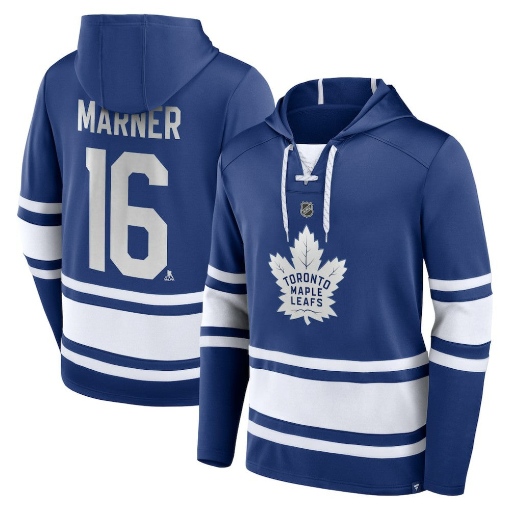 Mitch Marner Toronto Maple Leafs Fanatics Name & Number Lace-Up Pullover Hoodie - Blue | US 5234228