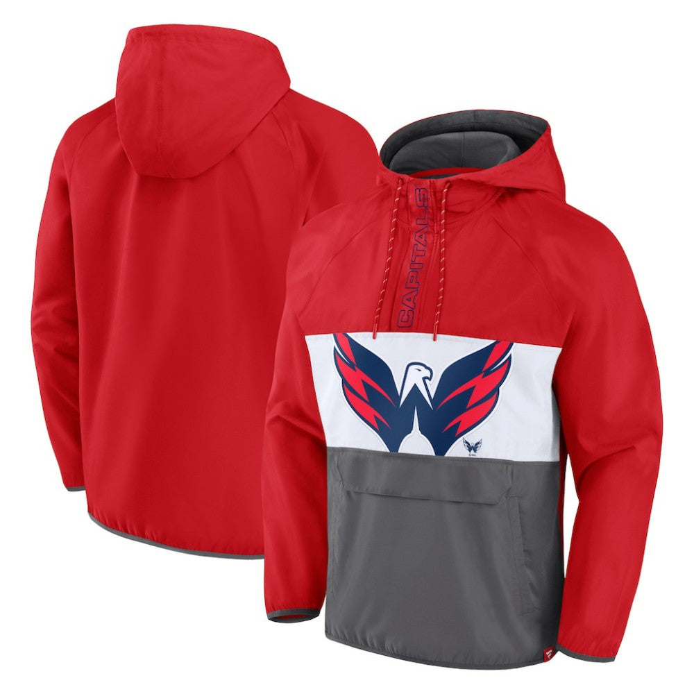 Washington Capitals Fanatics Flagrant Foul Anorak Raglan Half-Zip Hoodie Jacket - Red | US 5236904