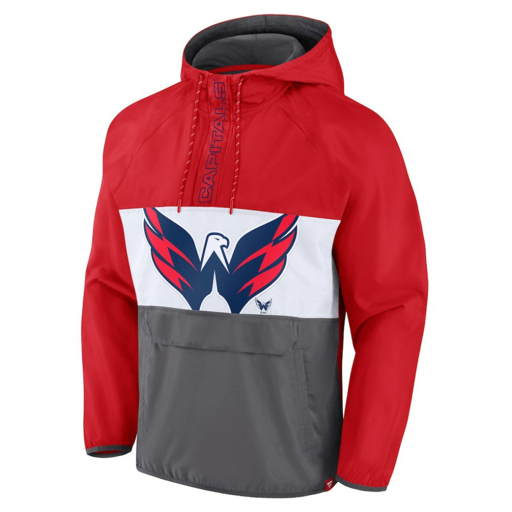 Washington Capitals Fanatics Flagrant Foul Anorak Raglan Half-Zip Hoodie Jacket - Red | US 5236904