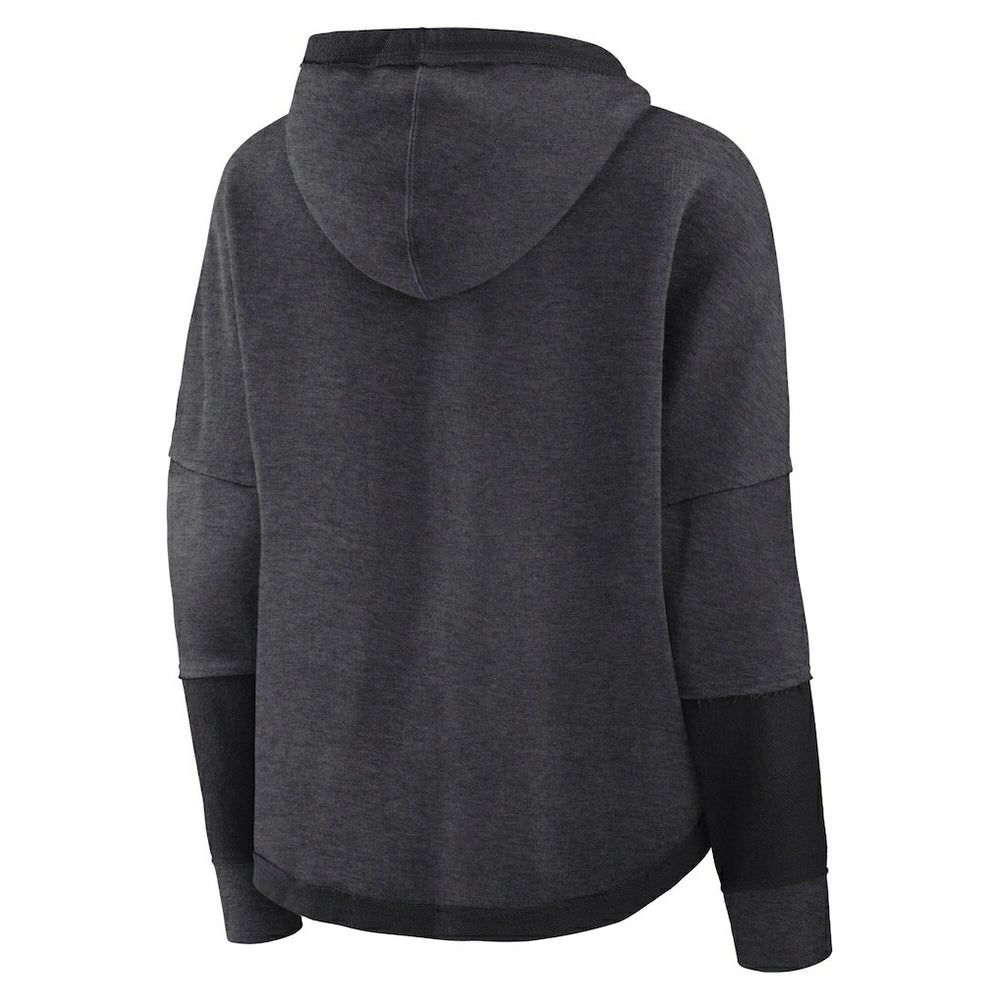 Las Vegas Raiders Women's Lightewight Modest Crop Lounge Helmet Arch Pullover Hoodie - Charcoal Hoodies