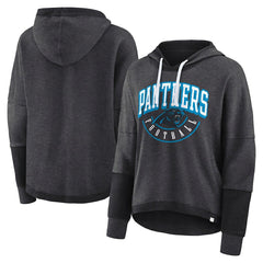 Carolina Panthers Women's Lightewight Modest Crop Lounge Helmet Arch Pullover Hoodie - Charcoal Hoodies