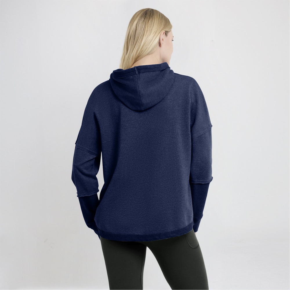 Tennessee Titans Women's Lightewight Modest Crop Lounge Helmet Arch Pullover Hoodie - Navy Hoodies