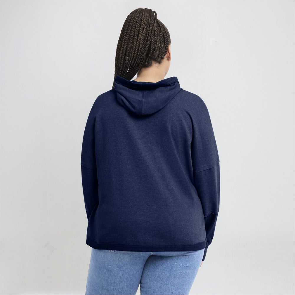 Tennessee Titans Women's Lightewight Modest Crop Lounge Helmet Arch Pullover Hoodie - Navy Hoodies