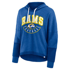 Los Angeles Rams Women's Lightewight Modest Crop Lounge Helmet Arch Pullover Hoodie - Royal Hoodies