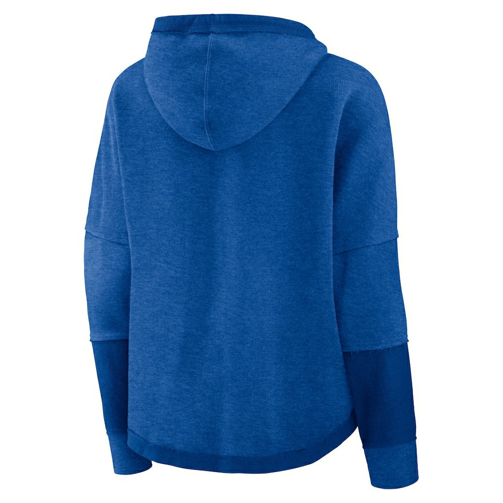 Los Angeles Rams Women's Lightewight Modest Crop Lounge Helmet Arch Pullover Hoodie - Royal Hoodies