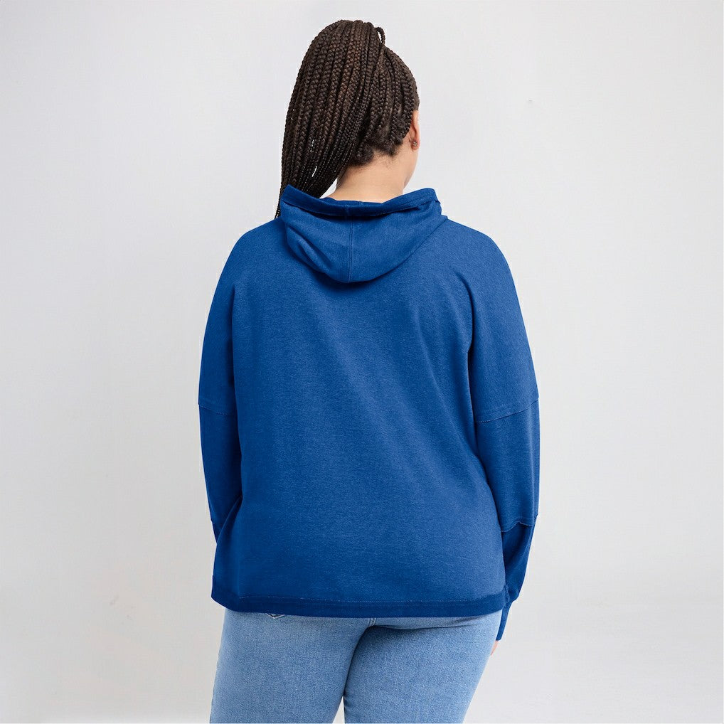 Los Angeles Rams Women's Lightewight Modest Crop Lounge Helmet Arch Pullover Hoodie - Royal Hoodies