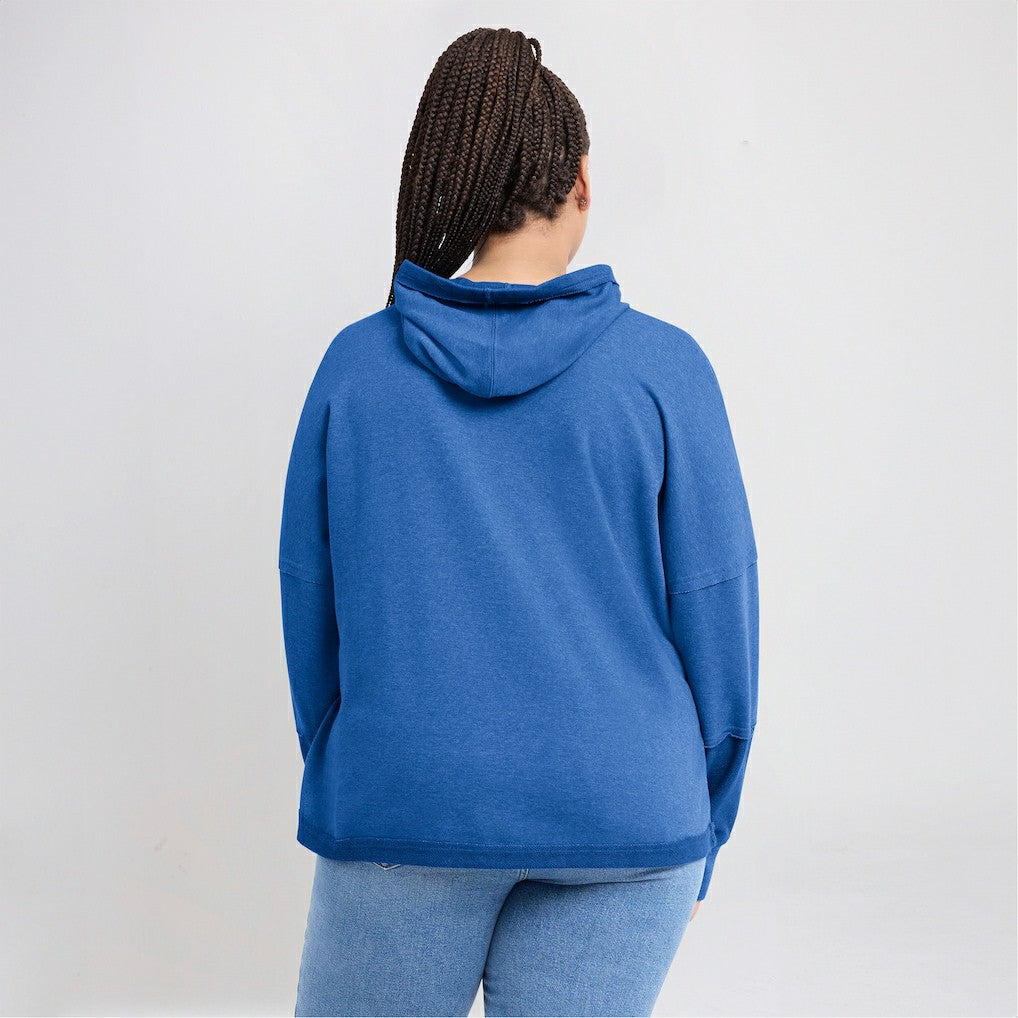 Los Angeles Chargers Women's Lightewight Modest Crop Lounge Helmet Arch Pullover Hoodie - Powder Blue Hoodies