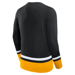 Boston Bruins Fanatics Back Pass Lace-Up Long Sleeve T-Shirt - Black | US 5237173