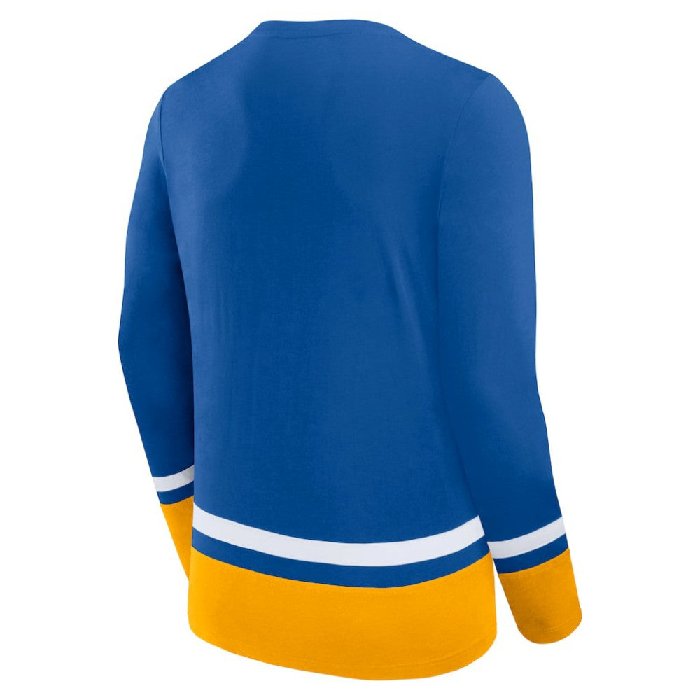 St. Louis Blues Fanatics Back Pass Lace-Up Long Sleeve T-Shirt - Blue | US 5237182