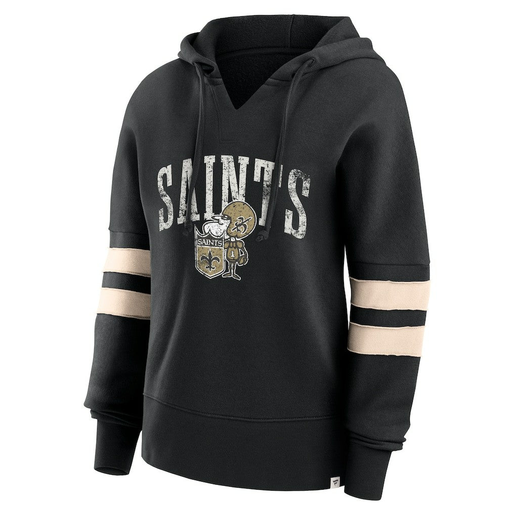 New Orleans Saints Women's Bold Move Dolman V-Neck Hip HIp Hoodie - Black Hoodies