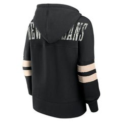New Orleans Saints Women's Bold Move Dolman V-Neck Hip HIp Hoodie - Black Hoodies