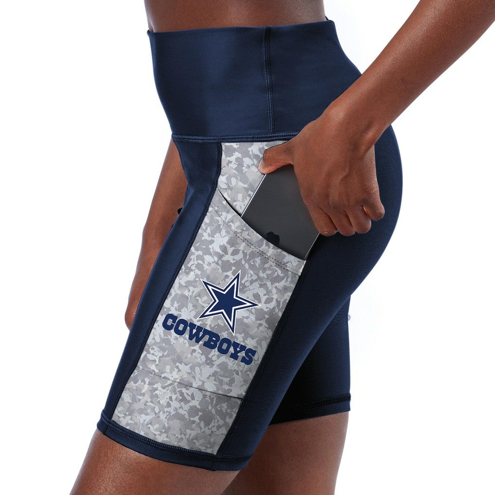 Dallas Cowboys Certo Women's High Waist Logo Two-Pocket Biker Shorts - Navy Shorts