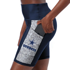 Dallas Cowboys Certo Women's High Waist Logo Two-Pocket Biker Shorts - Navy Shorts