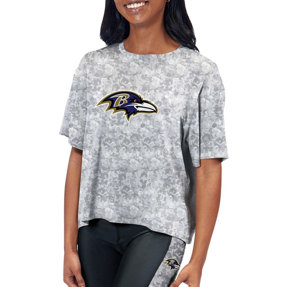 Baltimore Ravens Certo Women's Cropped Turnout T-Shirt - Gray T-shirts