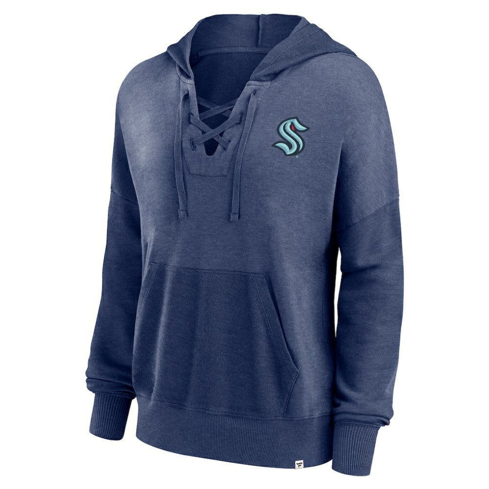 Seattle Kraken Fanatics Women's Breakout Lace-Up Pullover Hoodie - Navy | US 5241734