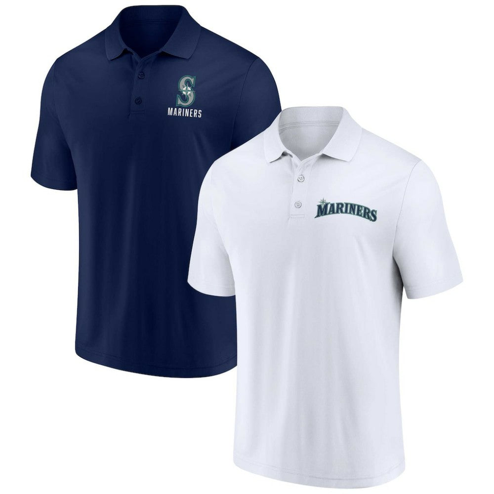 Seattle Mariners Fanatics Two-Pack Logo Lockup Polo Set - Navy/White