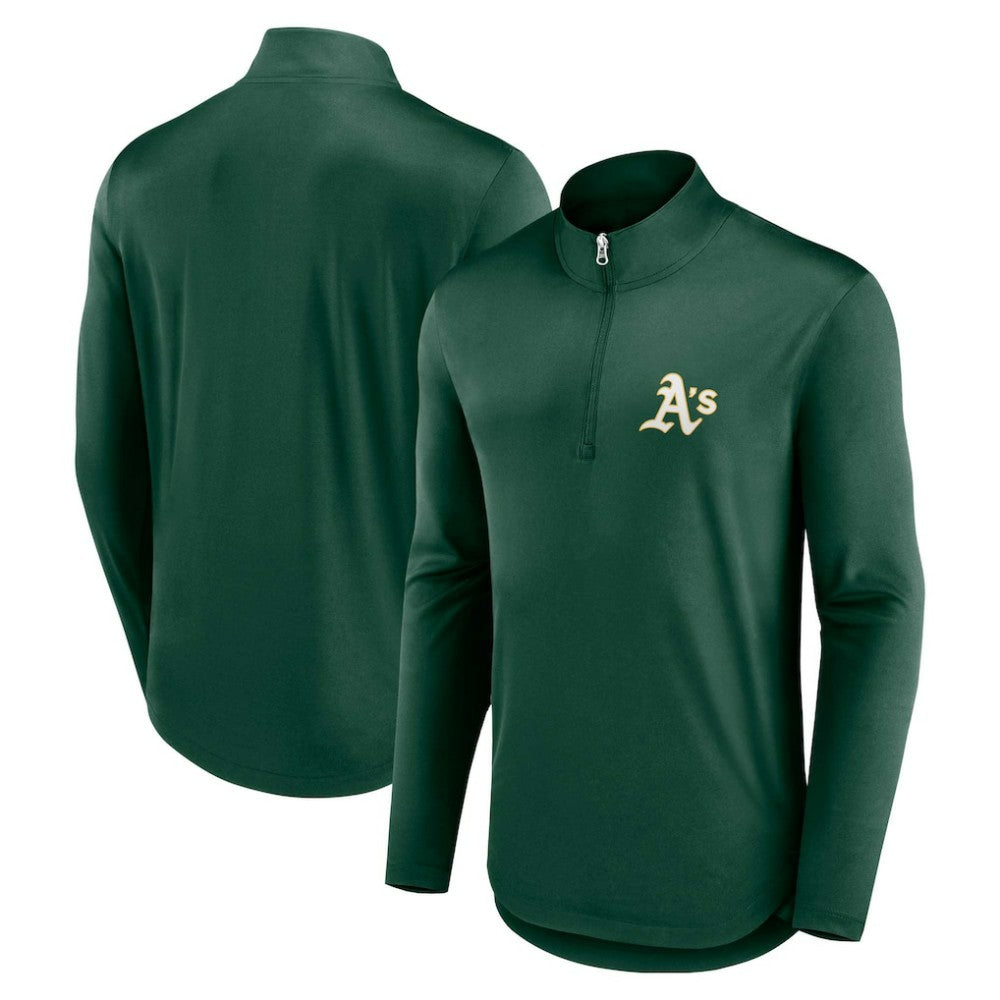 Athletics Fanatics Quarterback Quarter-Zip Top - Green Tops