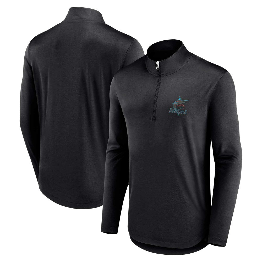 Miami Marlins Fanatics Quarterback Quarter-Zip Top - Black Tops