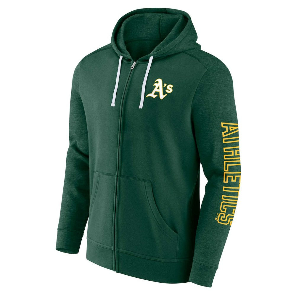 Athletics Fanatics Offensive Line Up Lightweight Full-Zip Hoodie - Green Hoodies