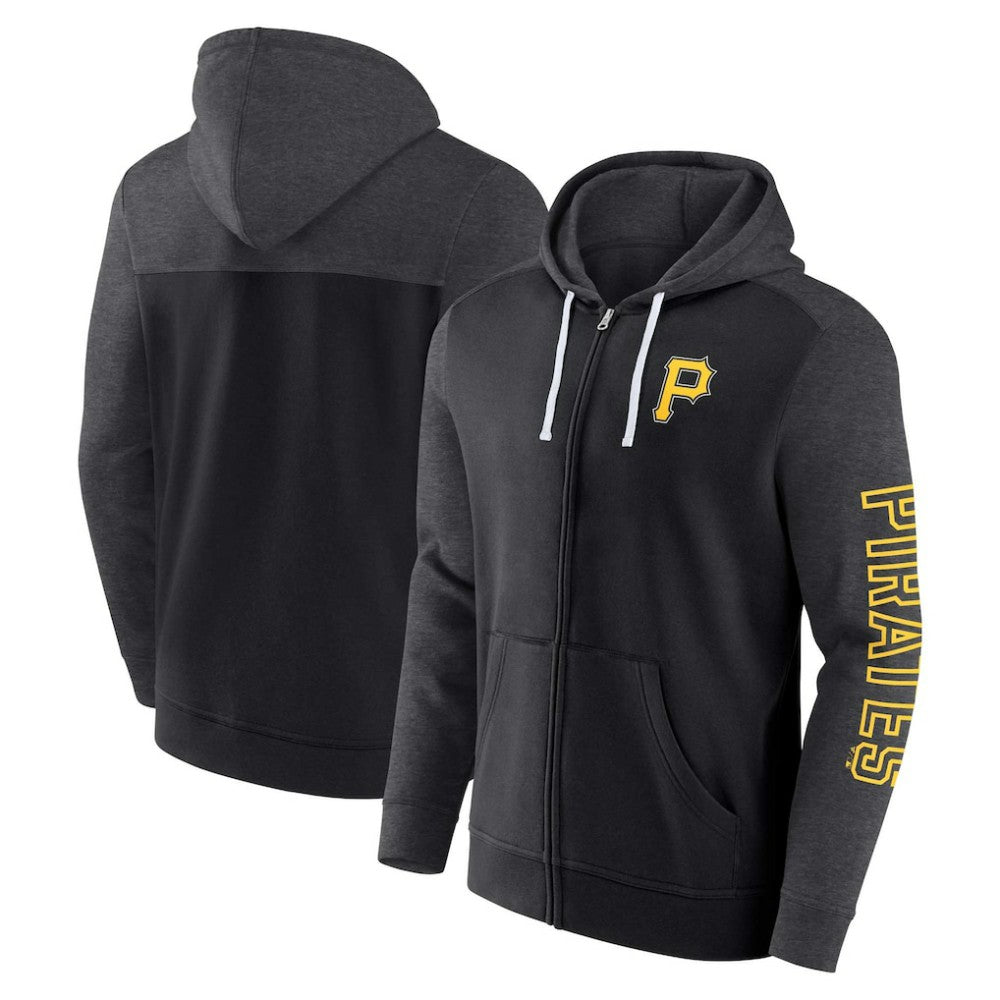 Pittsburgh Pirates Fanatics Offensive Line Up Lightweight Full-Zip Hoodie - Black Hoodies