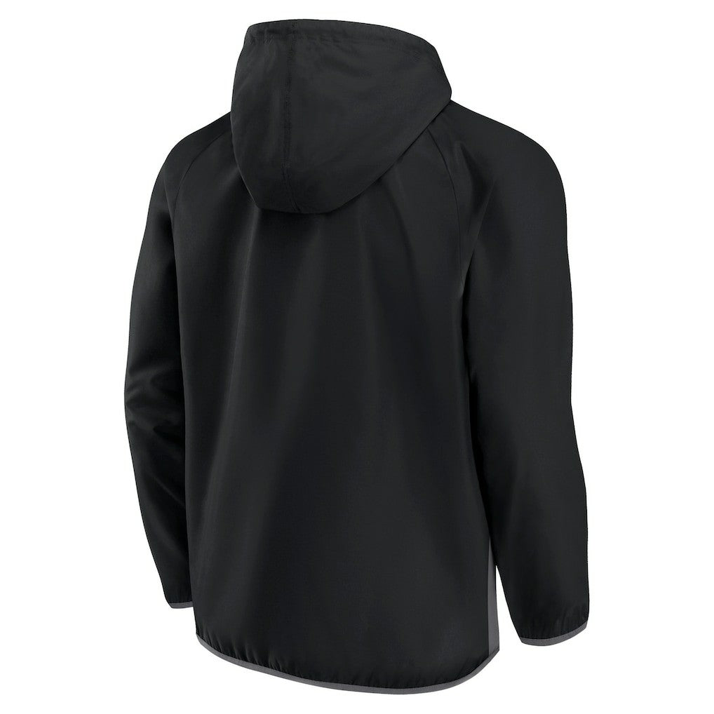 Brooklyn Nets Anorak Flagrant Foul Color-Block Raglan Hoodie Half-Zip Jacket Black/Gray - Fanatics