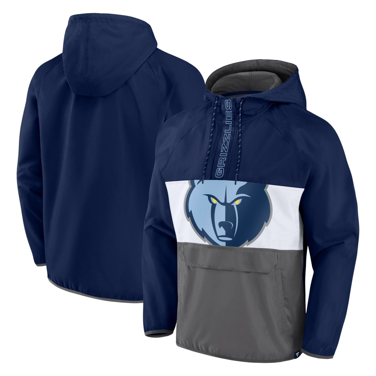 Memphis Grizzlies Anorak Flagrant Foul Color-Block Raglan Hoodie Half-Zip Jacket Navy/Gray - Fanatics