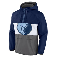 Memphis Grizzlies Anorak Flagrant Foul Color-Block Raglan Hoodie Half-Zip Jacket Navy/Gray - Fanatics