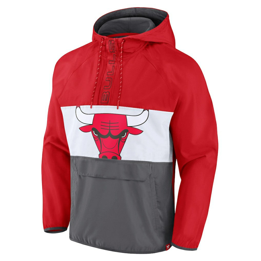 Chicago Bulls Anorak Flagrant Foul Color-Block Raglan Hoodie Half-Zip Jacket Red/Gray - Fanatics