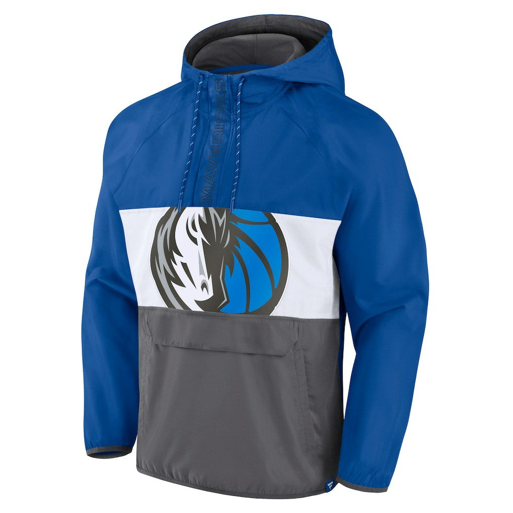 Dallas Mavericks Anorak Flagrant Foul Color-Block Raglan Hoodie Half-Zip Jacket Blue/Gray - Fanatics outlet