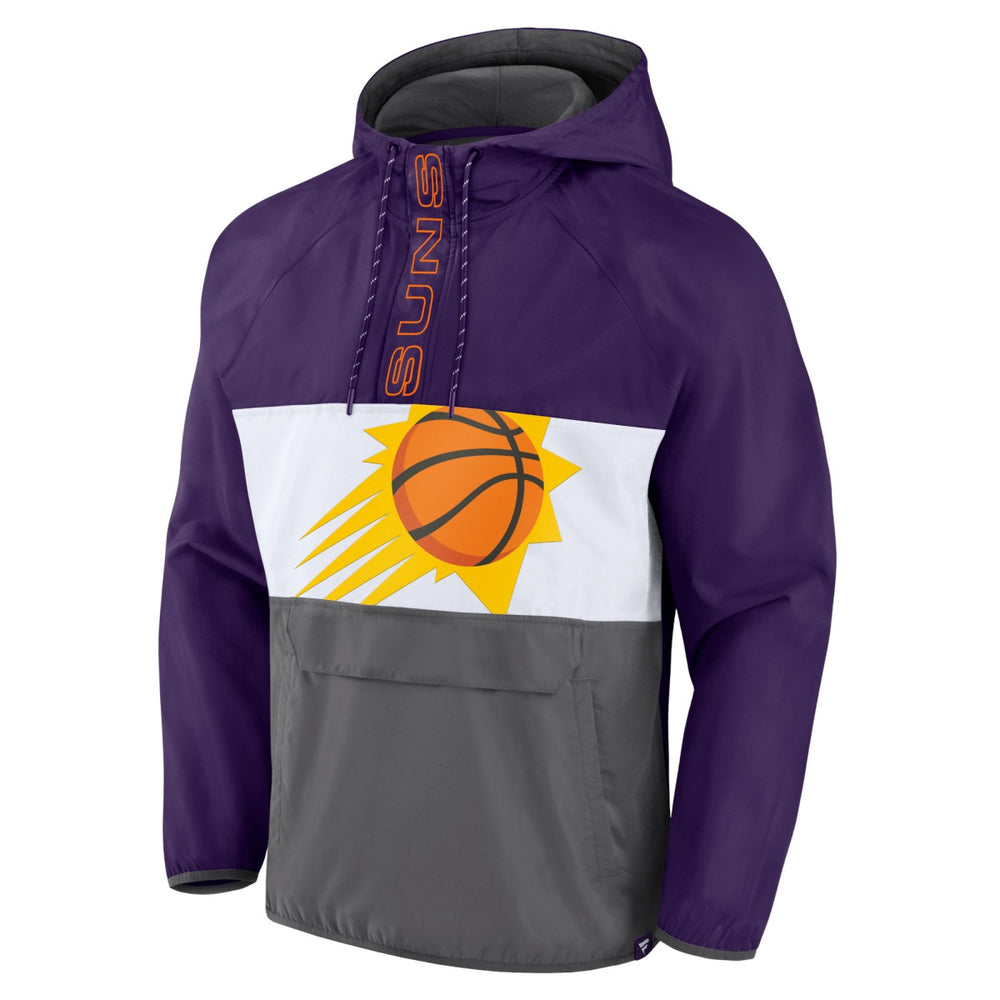 Phoenix Suns Anorak Flagrant Foul Color-Block Raglan Hoodie Half-Zip Jacket Purple/Gray - Fanatics