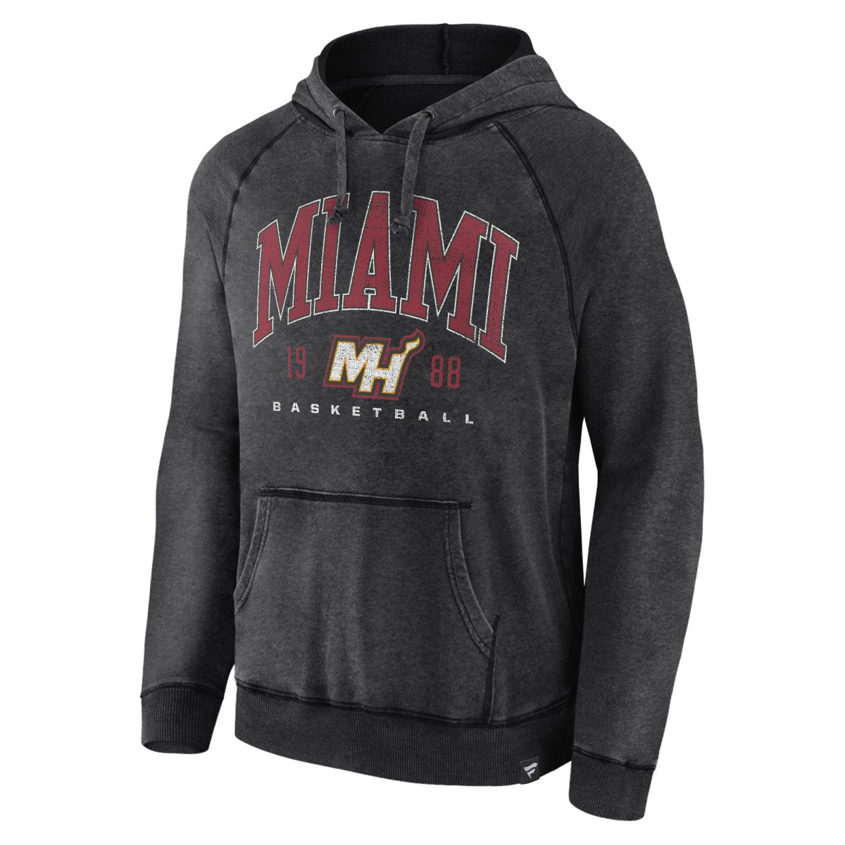 Miami Heat Foul Trouble Snow Wash Raglan Pullover Hoodie Heather Charcoal - Fanatics