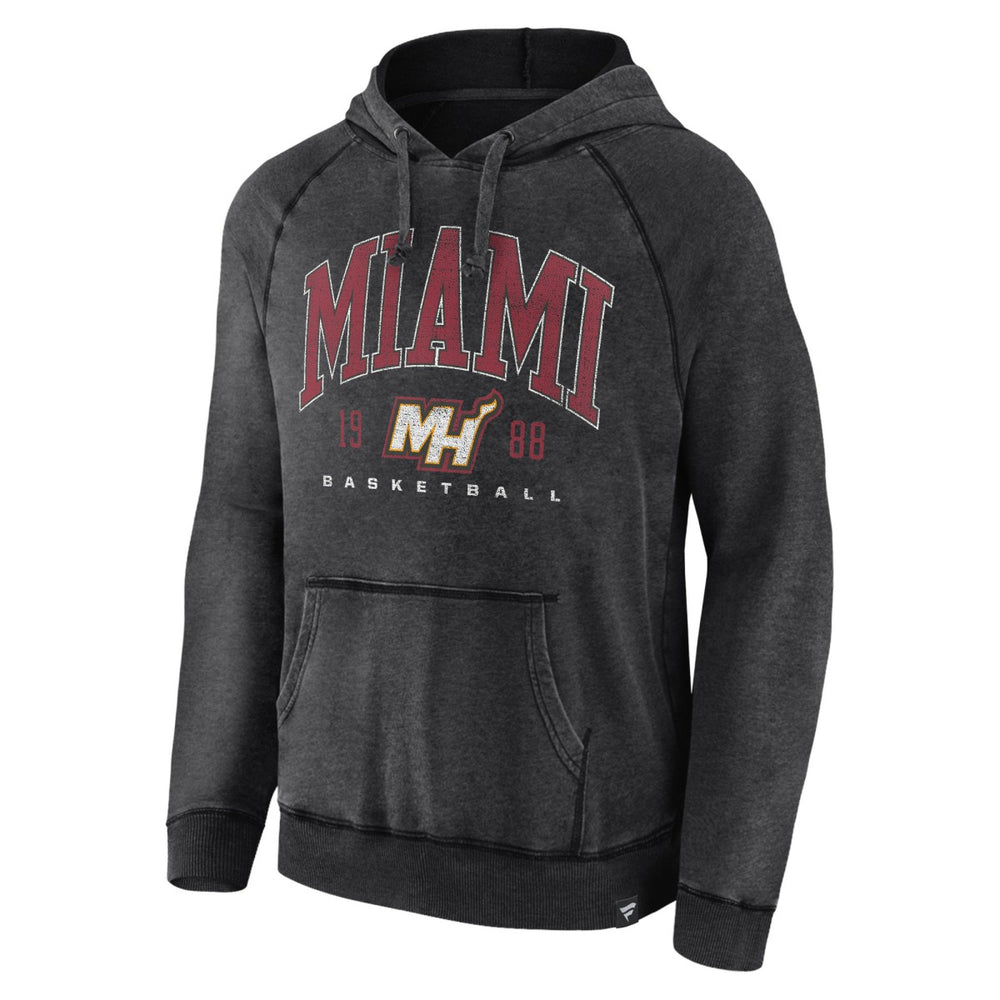 Miami Heat Foul Trouble Snow Wash Raglan Pullover Hoodie Heather Charcoal - Fanatics