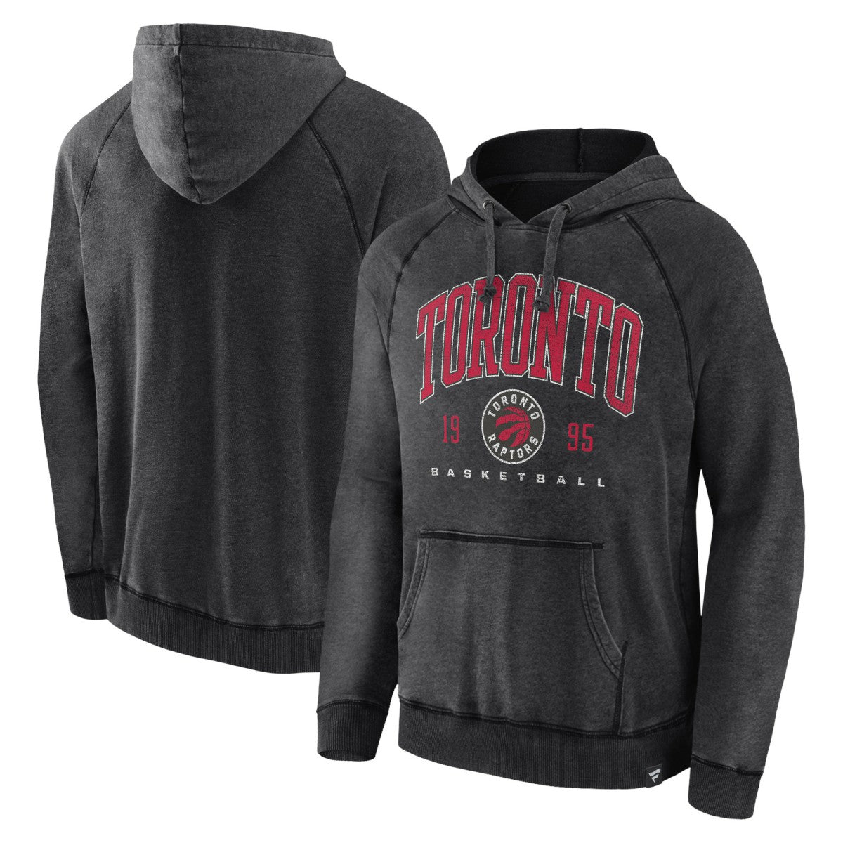 Toronto Raptors Foul Trouble Snow Wash Raglan Pullover Hoodie Heather Charcoal - Fanatics