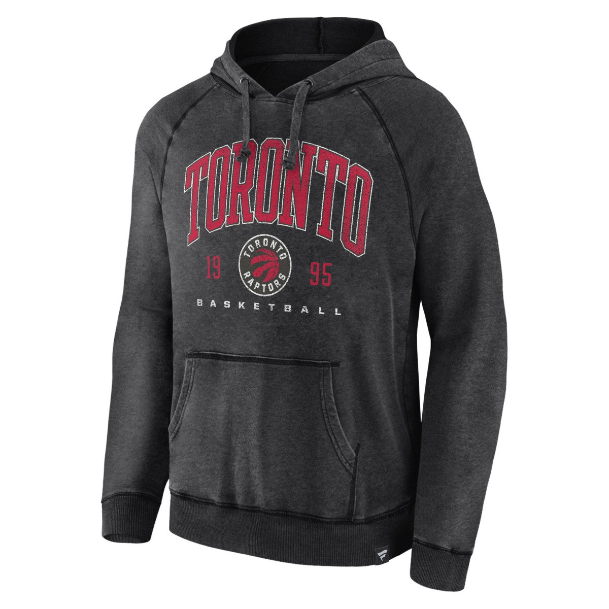 Toronto Raptors Foul Trouble Snow Wash Raglan Pullover Hoodie Heather Charcoal - Fanatics