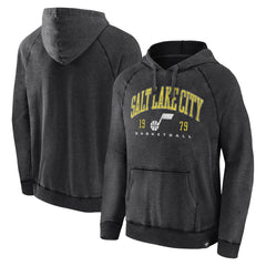 Utah Jazz Foul Trouble Snow Wash Raglan Pullover Hoodie Heather Charcoal - Fanatics