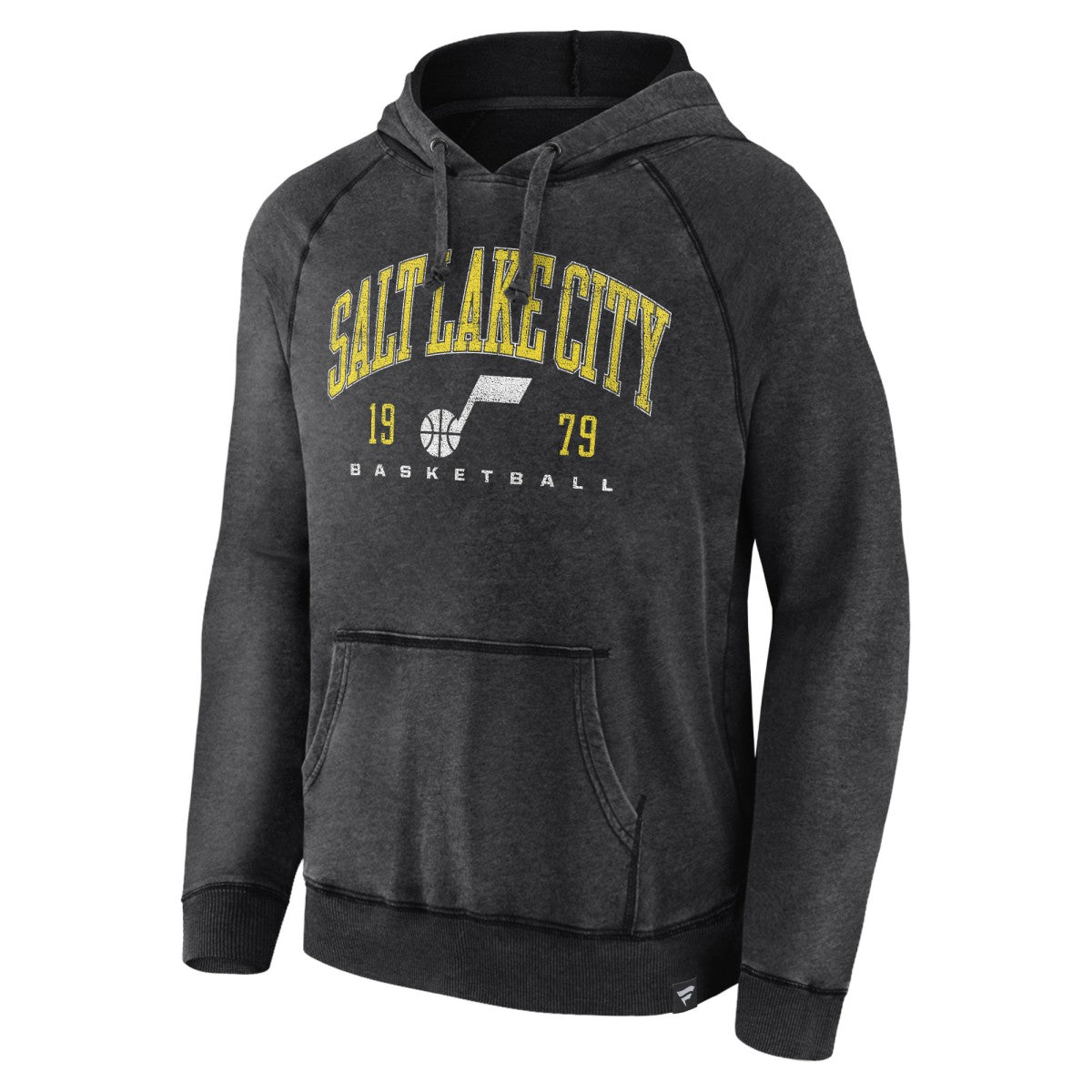 Utah Jazz Foul Trouble Snow Wash Raglan Pullover Hoodie Heather Charcoal - Fanatics