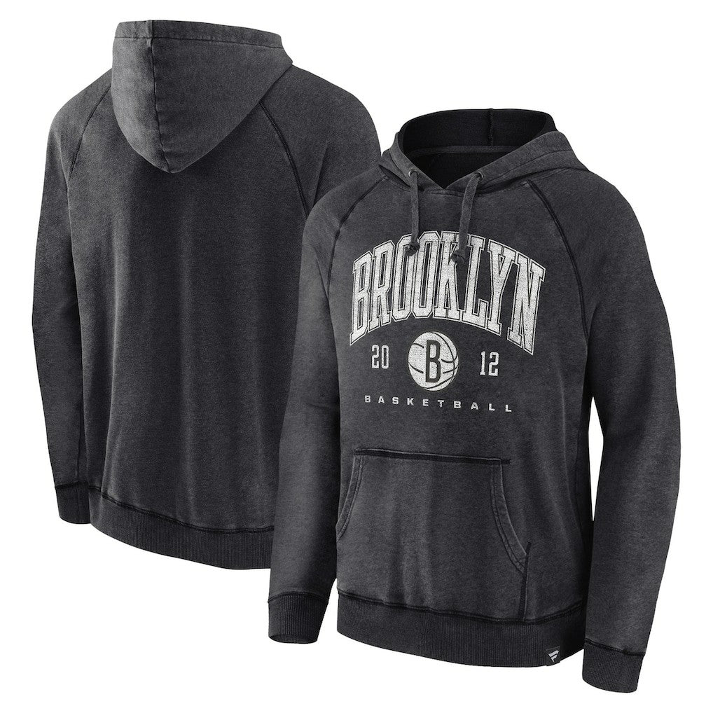 Brooklyn Nets Foul Trouble Snow Wash Raglan Pullover Hoodie Heather Charcoal - Fanatics