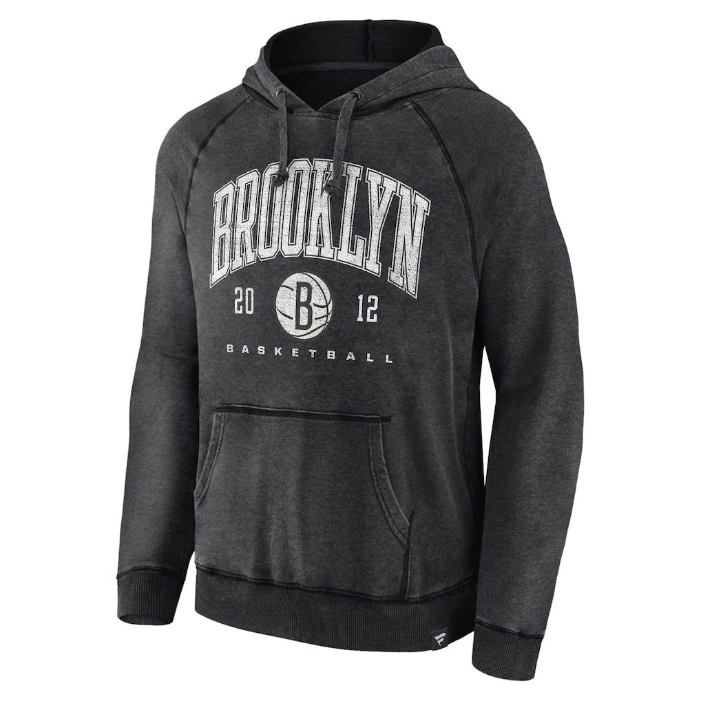 Brooklyn Nets Foul Trouble Snow Wash Raglan Pullover Hoodie Heather Charcoal - Fanatics