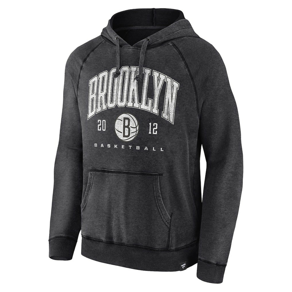 Brooklyn Nets Foul Trouble Snow Wash Raglan Pullover Hoodie Heather Charcoal - Fanatics