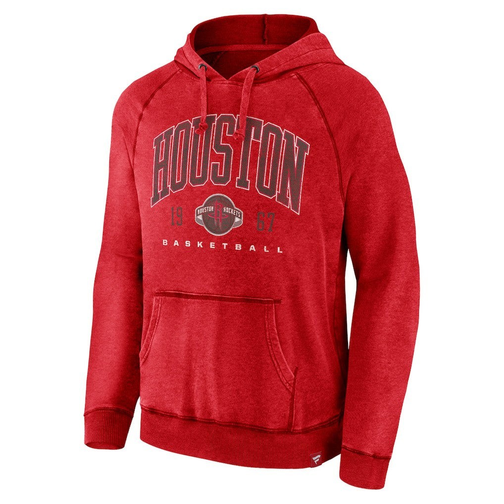 Houston Rockets Foul Trouble Snow Wash Raglan Pullover Hoodie Heather Red - Fanatics