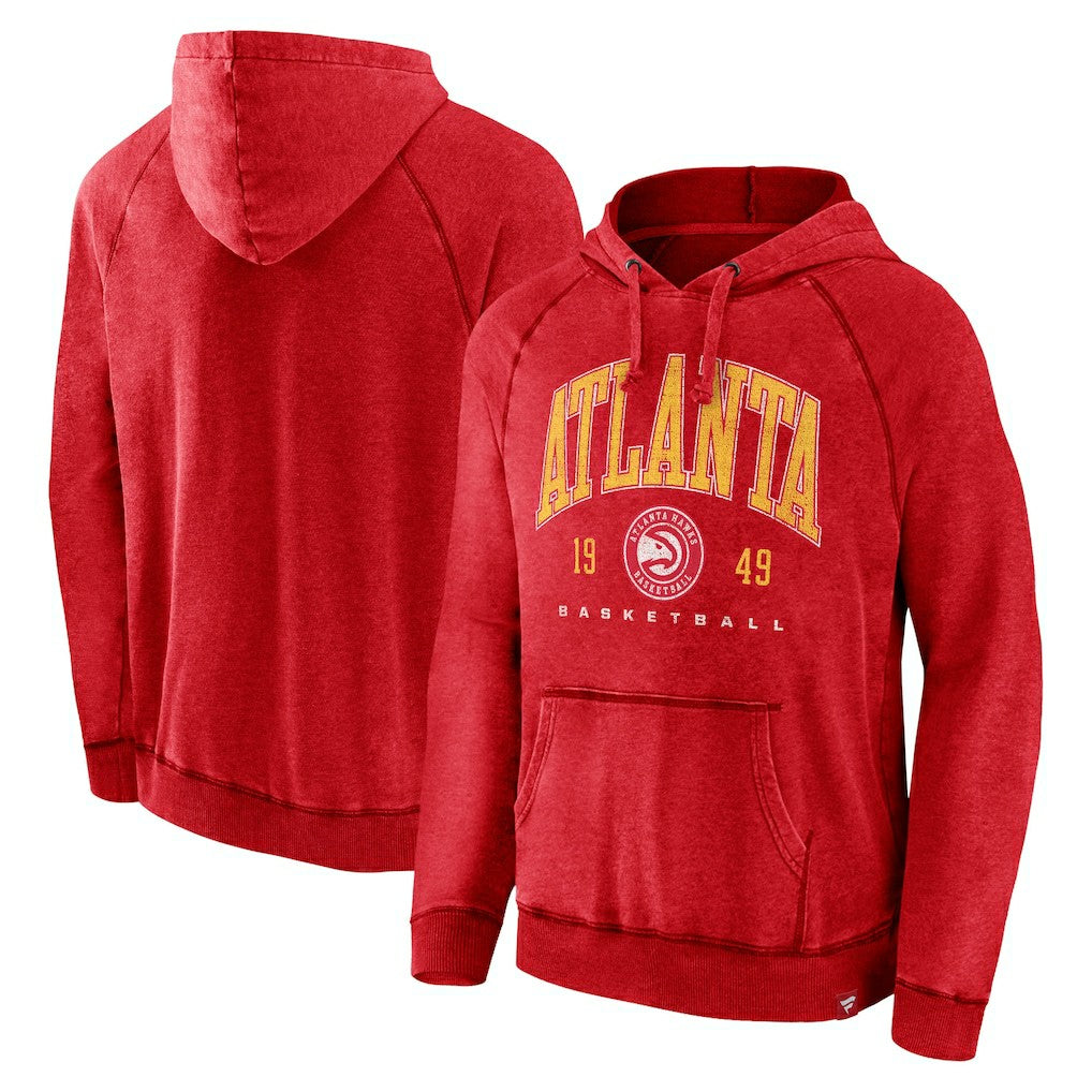 Atlanta Hawks Foul Trouble Snow Wash Raglan Pullover Hoodie Heather Red - Fanatics