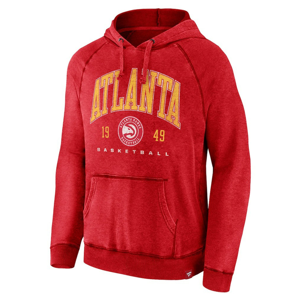 Atlanta Hawks Foul Trouble Snow Wash Raglan Pullover Hoodie Heather Red - Fanatics