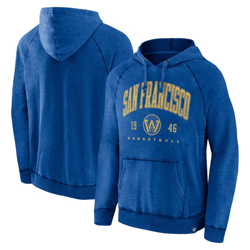 Golden State Warriors Foul Trouble Snow Wash Raglan Pullover Hoodie Heather Royal - Fanatics