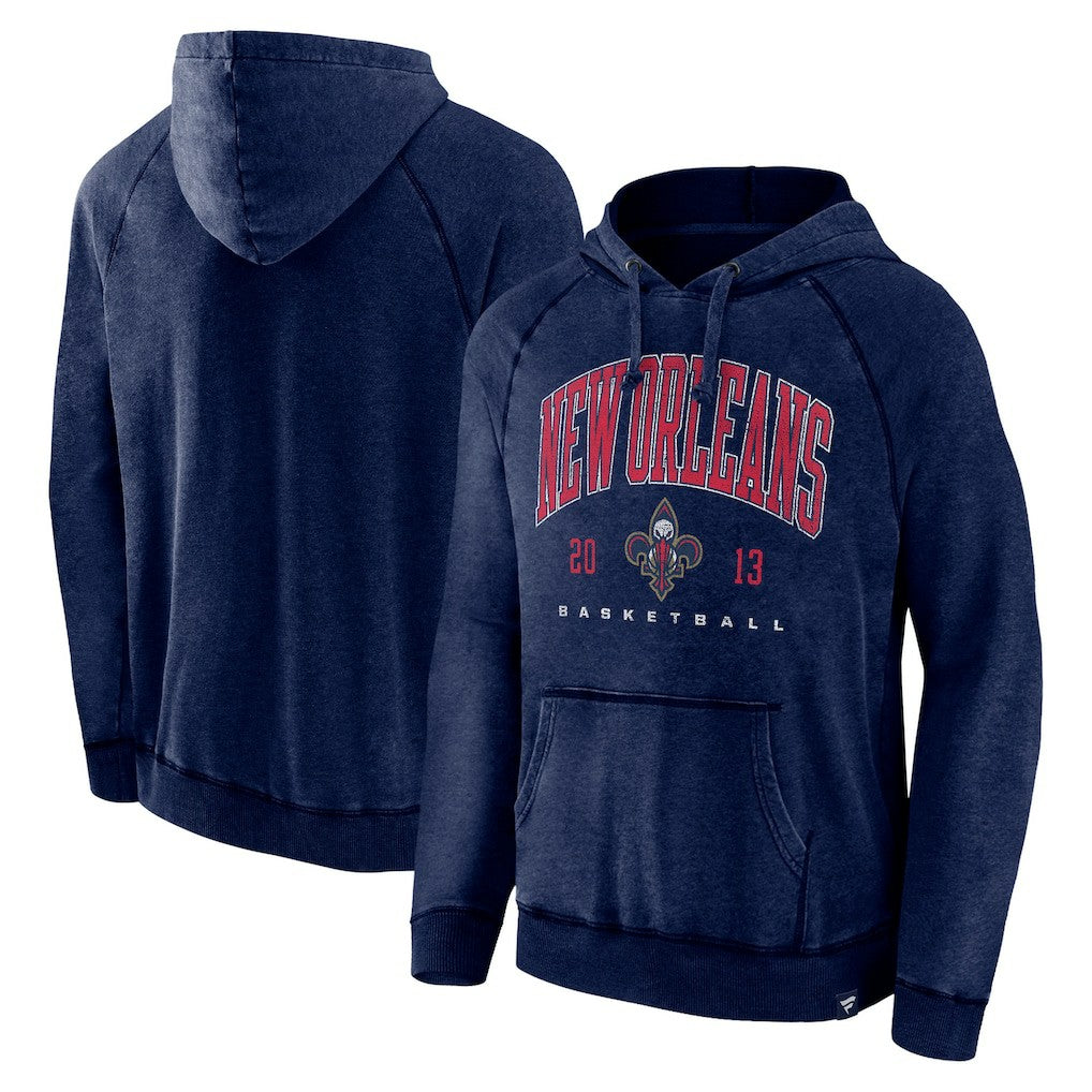 New Orleans Pelicans Foul Trouble Snow Wash Raglan Pullover Hoodie Heather Navy - Fanatics