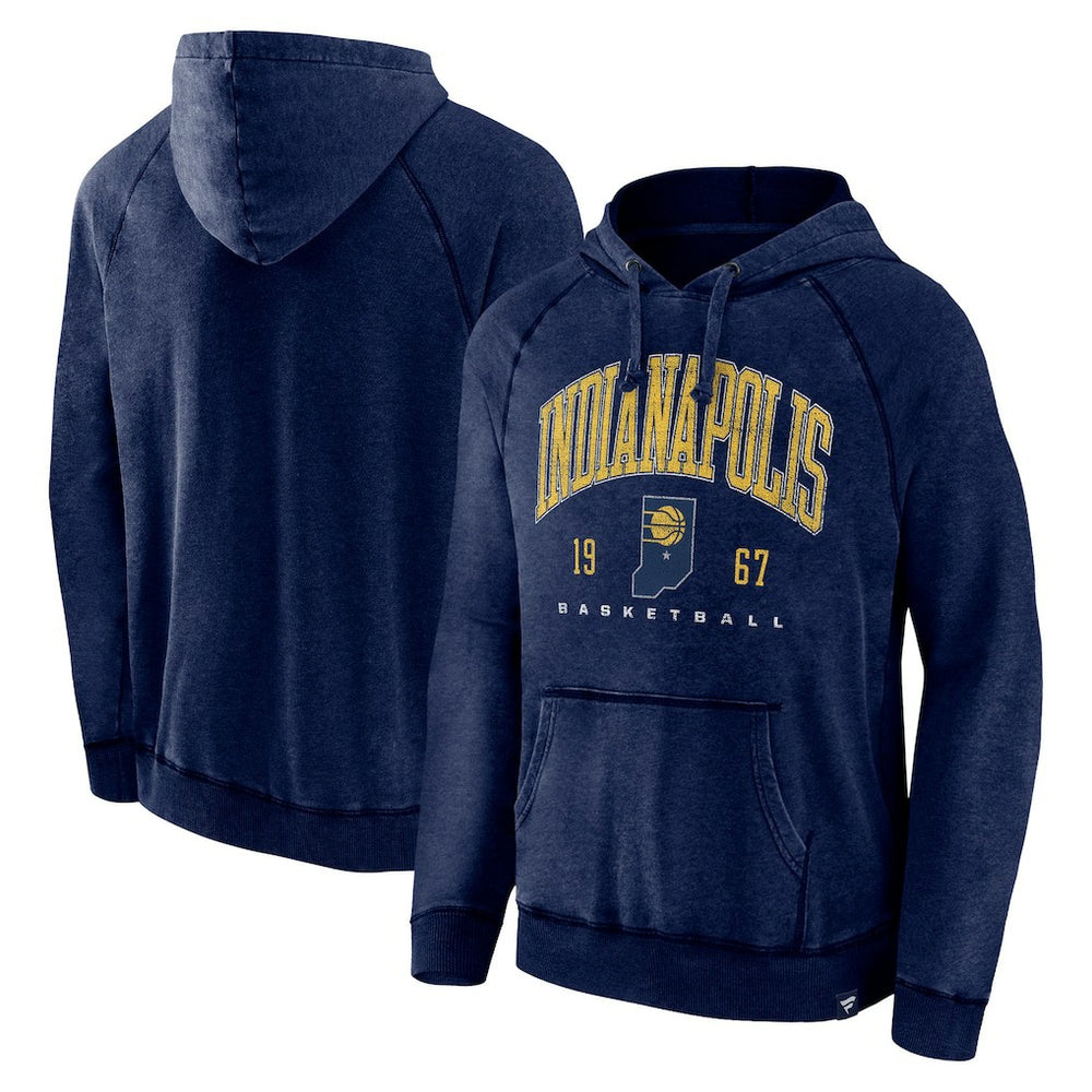 Indiana Pacers Foul Trouble Snow Wash Raglan Pullover Hoodie Heather Navy - Fanatics